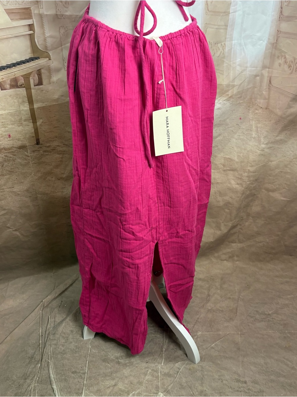 NEW Mara Hoffman Laila Vibrant Gauze Pink Halter Cutout - Picture 8 of 11